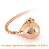Weltenbummler Weltkugel Anhänger aus Silber rotgoldplattiert mit facettierter rotgoldplattierter Kugelkette 85 cm