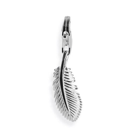 Feder Charm aus Silber mit Karabiner