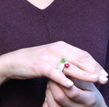 Green Froggy Ring aus Silber mit Brandlack