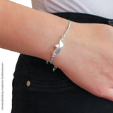 Loveboat Baumwoll Armband türkis mit Schiffchen aus Silber