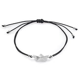 Loveboat Baumwoll Armband schwarz mit Schiffchen aus Silber