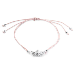 Loveboat Baumwoll Armband rosé mit Schiffchen aus Silber und Zirkoniapavée