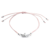 Loveboat Baumwoll Armband rosé mit Schiffchen aus Silber und Zirkoniapavée