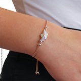 Loveboat Baumwoll Armband rosé mit Schiffchen aus Silber und Zirkoniapavée