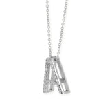 A Buchstabe aus Silber rhodiniert mit Zirkoniapavée inklusive feiner Kette