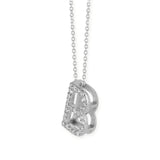 B Buchstabe aus Silber rhodiniert mit Zirkoniapavée inklusive feiner Kette