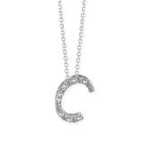 C Buchstabe aus Silber rhodiniert mit Zirkoniapavée inklusive feiner Kette
