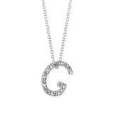 G Buchstabe aus Silber rhodiniert mit Zirkoniapavée inklusive feiner Kette