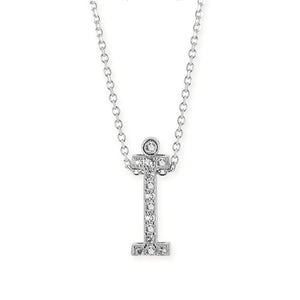 I Buchstabe aus Silber rhodiniert mit Zirkoniapavée inklusive feiner Kette