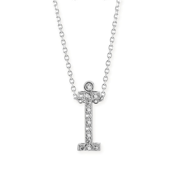 I Buchstabe aus Silber rhodiniert mit Zirkoniapavée inklusive feiner Kette