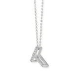 T Buchstabe aus Silber rhodiniert mit Zirkoniapavée inklusive feiner Kette