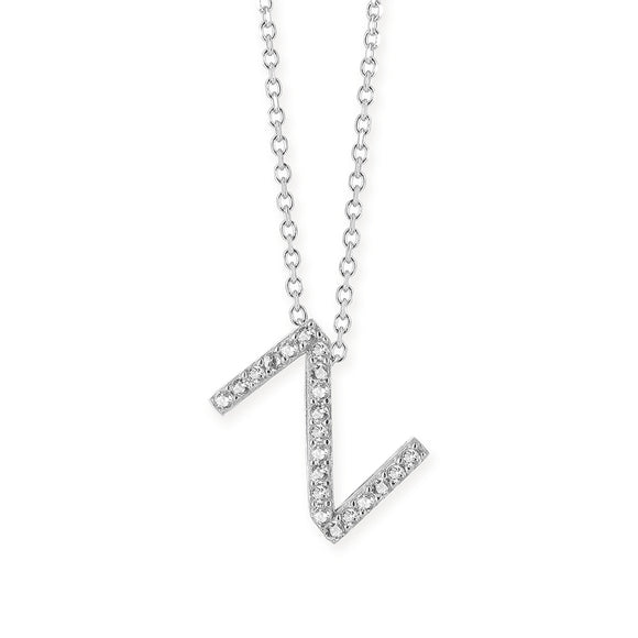 Z Buchstabe aus Silber rhodiniert mit Zirkoniapavée inklusive feiner Kette