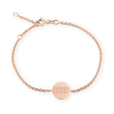 Bessere Zeiten Armband mit Schrift Münze aus Silber rotgoldplattiert und Federring