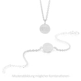 Bessere Zeiten Armband mit Schrift Münze aus Silber und Federring