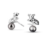 Froggy Frosch Ohrstecker aus Silber mit grauer Muschelkernperle