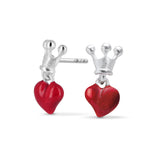 Crown of my Heart Kronen Ohrstecker mit Herz aus Silber und Brandlack