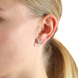 Crown of my Heart Kronen Ohrstecker aus Silber mit Zirkoniapavèe und weißer Muschelkernperle