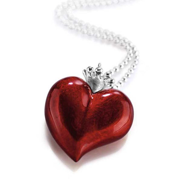 Crown of my Heart XXL Herz Anhänger aus Silber mit Brandlack
