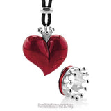 Crown of my Heart XXL Herz Anhänger aus Silber mit Brandlack