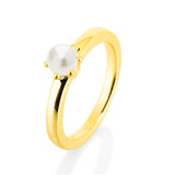 Style & Go Steckring klassischer Ring aus Silber goldplattiert mit weißer Muschelkernperle
