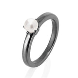 Style & Go Steckring klassischer Ring aus Silber geschwärzt mit weißer Muschelkernperle