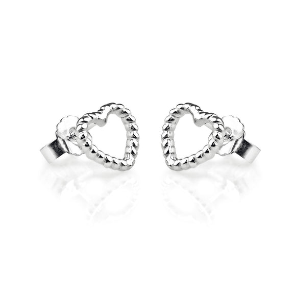 Seaside Herz Ohrstecker in Tauoptik aus Silber