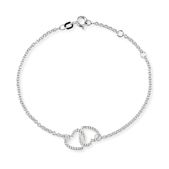 Seaside Armband mit Doppelherzen aus Silber und Federring