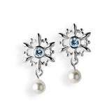 Snowflake Ohrstecker Schneeflocke aus Silber mit Topas und Muschelkernperle