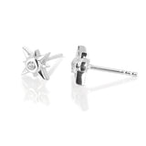 Windrose Stern Ohrstecker aus Silber rhodiniert mit Zirkonia