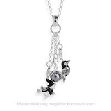 Ball Charm Blüte aus Silber mit grauer Muschelkernperle und Karabiner