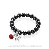 Charm Armband aus schwarzen Muschelkernperlen mit einem Einhänger aus Silber für Charms in der Länge 21cm