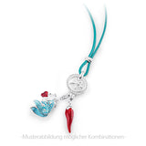 Sealife Maxi Charm Kiss Fish aus Silber mit Brandlack und Karabiner