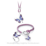 Flying Purple Charm Schmetterling aus Silber mit Brandlack und Karabiner