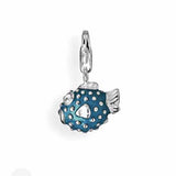 Animal Charm Kugelfisch aus Silber mit Brandlack und Karabiner