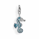 Sealife Charm Seepferdchen aus Silber mit Brandlack und Karabiner