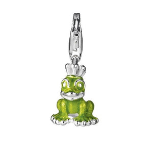 Green Froggy Charm Frosch aus Silber mit Brandlack und Karabiner