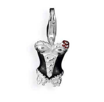 Sexy Charm Corsage aus Silber mit Brandlack und Karabiner