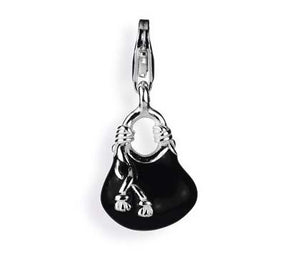 Charm Handtasche aus Silber mit Brandlack und Karabiner