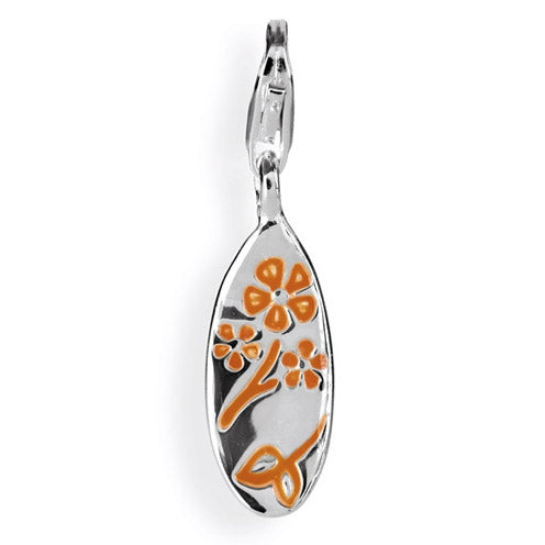 Sealife Charm Surfbrett aus Silber mit Brandlack und Karabiner