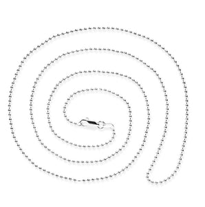 Stabile Kugelkette 1,8 mm aus Silber in der Länge 75 cm mit Karabiner