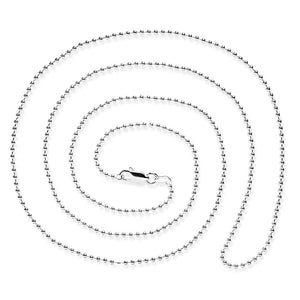 Stabile Kugelkette 1,8 mm aus Silber rhodiniert in der Länge 75 cm mit Karabiner