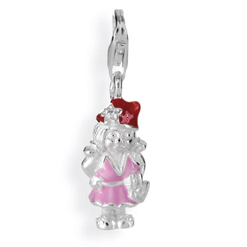 Märchen Charm Zwerg Mädchen aus Silber mit Brandlack und Karabiner
