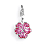 Nature Charm Orchidee aus Silber mit Brandlack und Karabiner