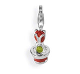 Charm Tulpe aus Silber mit Brandlack und Karabiner
