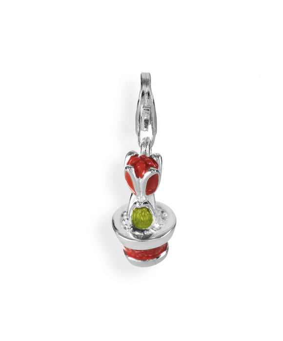 Charm Tulpe aus Silber mit Brandlack und Karabiner