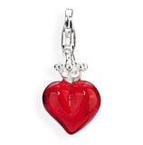 Heart Charm Herz mit Krone aus Silber Brandlack und Karabiner
