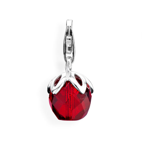 Ball Charm Blüte aus Silber mit Glaskugel und Karabiner