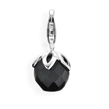 Ball Charm Blüte aus Silber mit Glaskugel und Karabiner