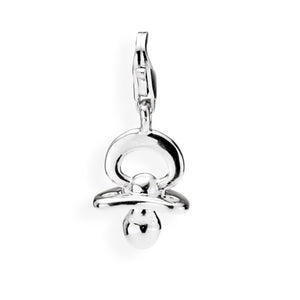 Charm Schnulli aus Silber mit Karabiner