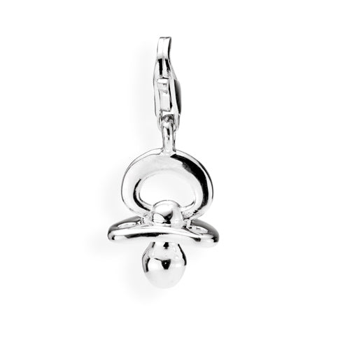 Charm Schnulli aus Silber mit Karabiner